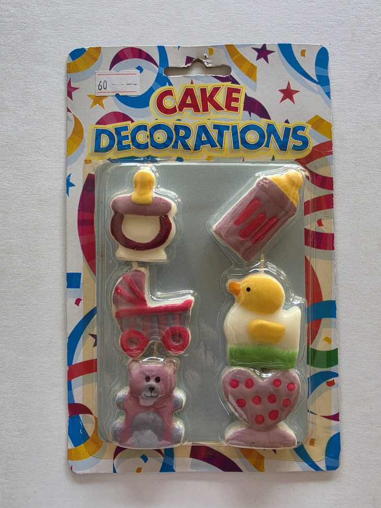 Set de velas decorativas rosadas de baby shower (chupon, biberon