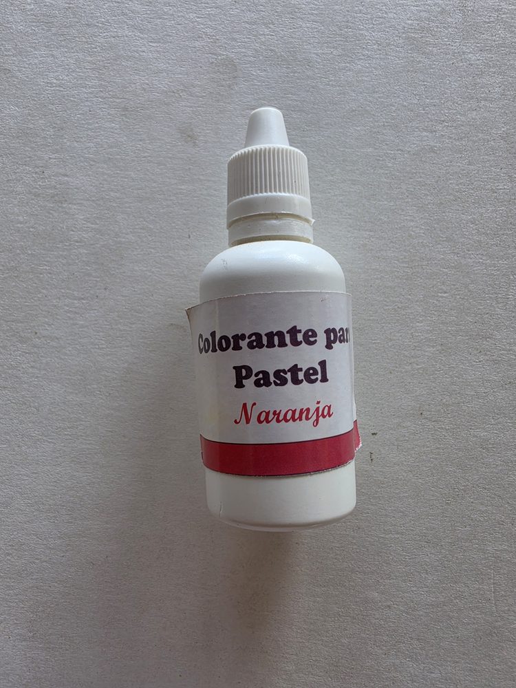 Frasco gotero blanco de colorante para pastel color naranja