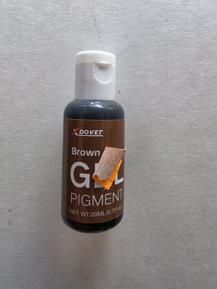 Pigmento en gel color café marca XDOVET, frasco plástico con tapa