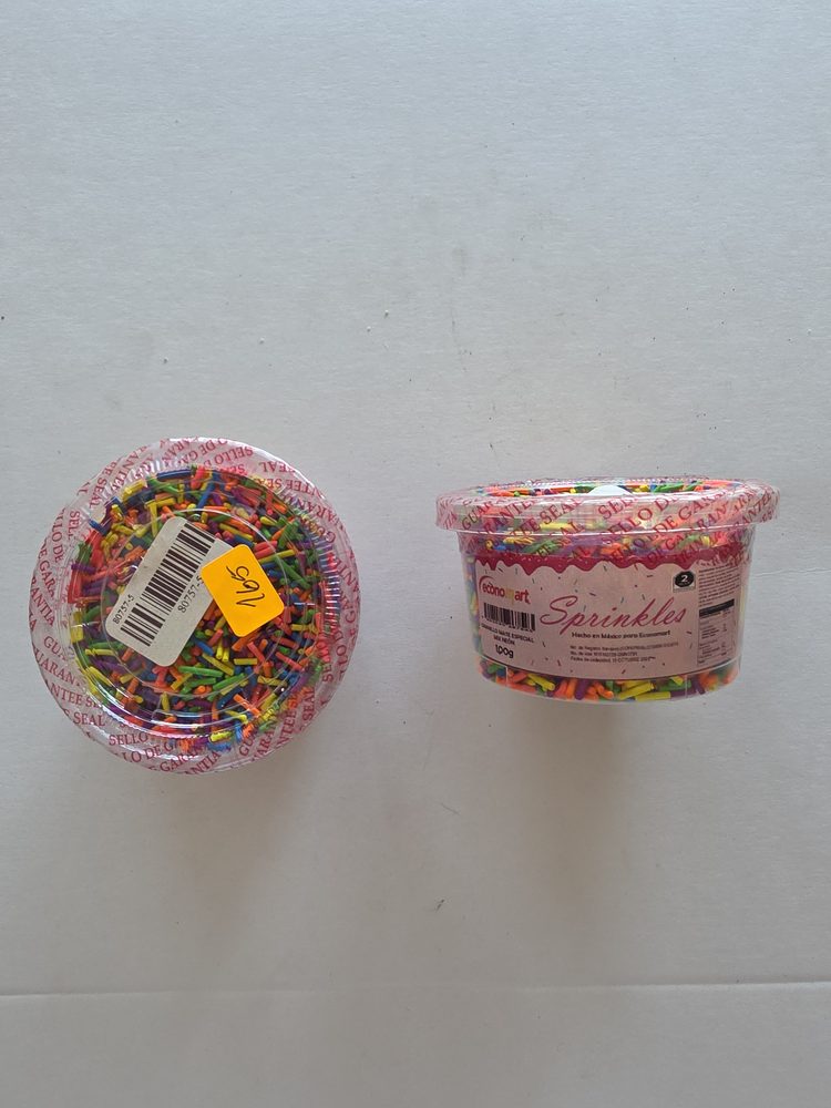 Bote plástico de granillo (sprinkles) multicolor neon: rosado