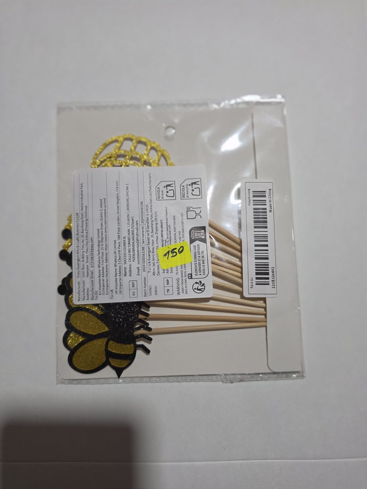 Paquete de toppers de abeja y panal en cartulina escarchada negra