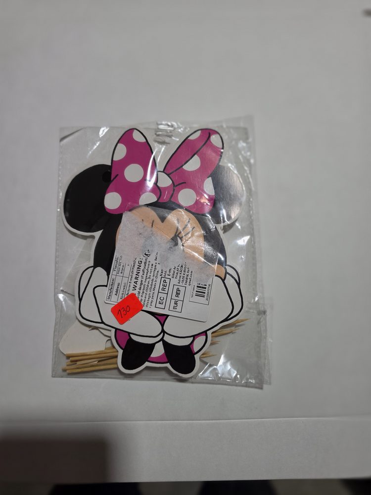 Set de toppers de Minnie Mouse en cartón (negro, blanco y rosado