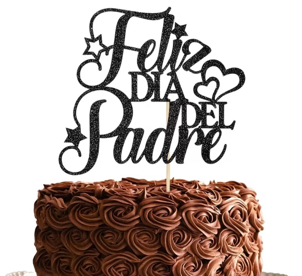 Topper para pastel 'Feliz Dia del Padre' negro con brillo