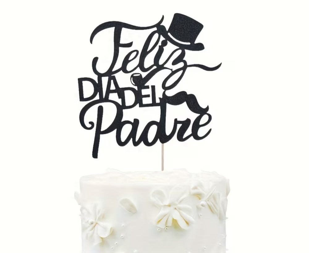 Topper para pastel 'Feliz Dia del Padre' negro con brillo
