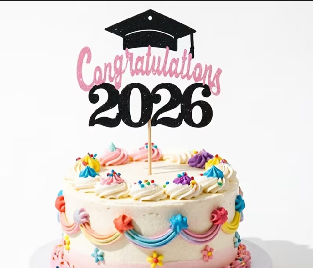 Topper para pastel 'Congratulations 2026' de graduacion, letras
