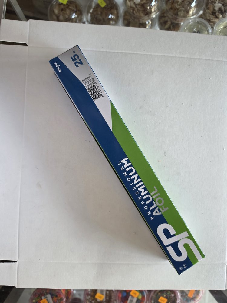 Caja de papel aluminio profesional de 25 pies, caja azul con verde