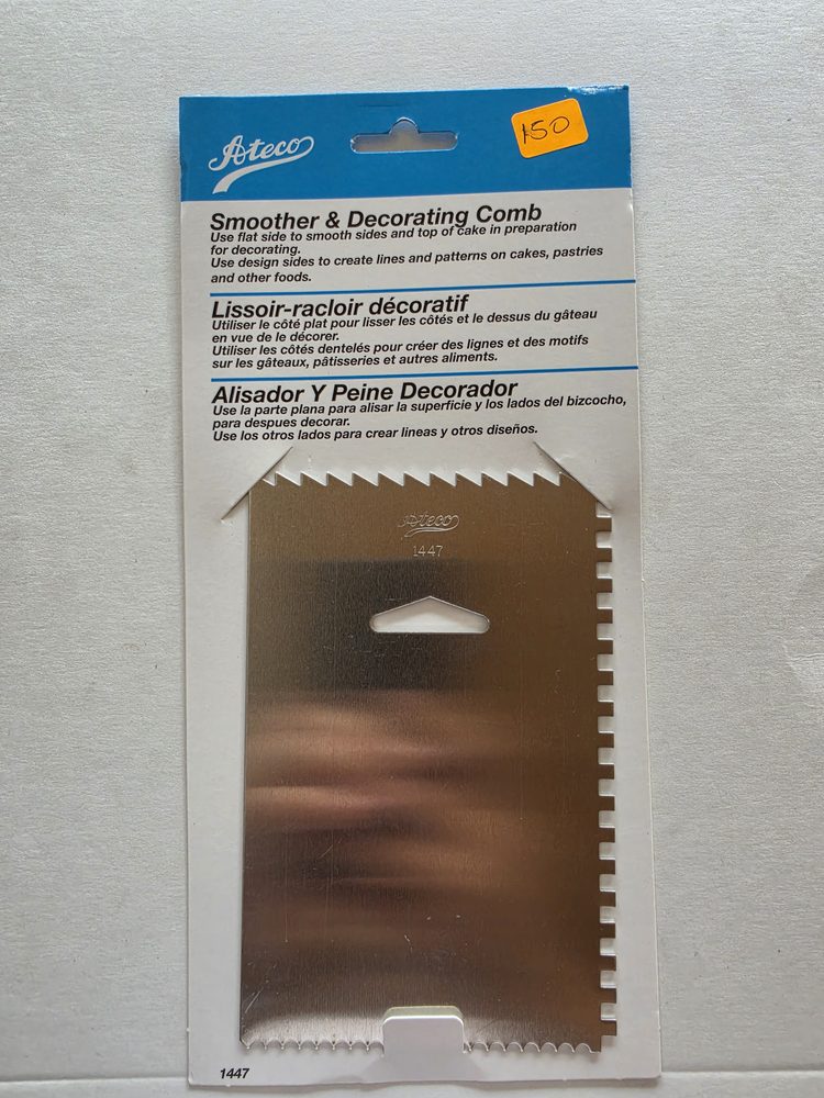 Alisador y peine decorador metálico plateado de acero, rectangular