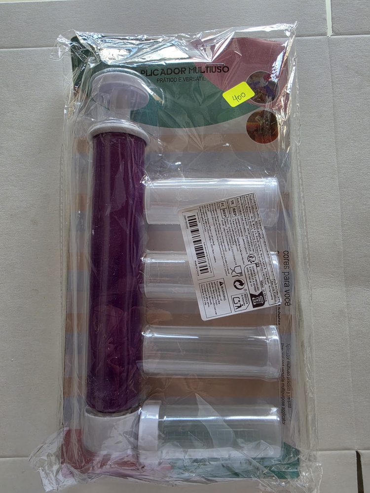Aplicador o decorador multiuso de plástico morado vino con 4 tubetes