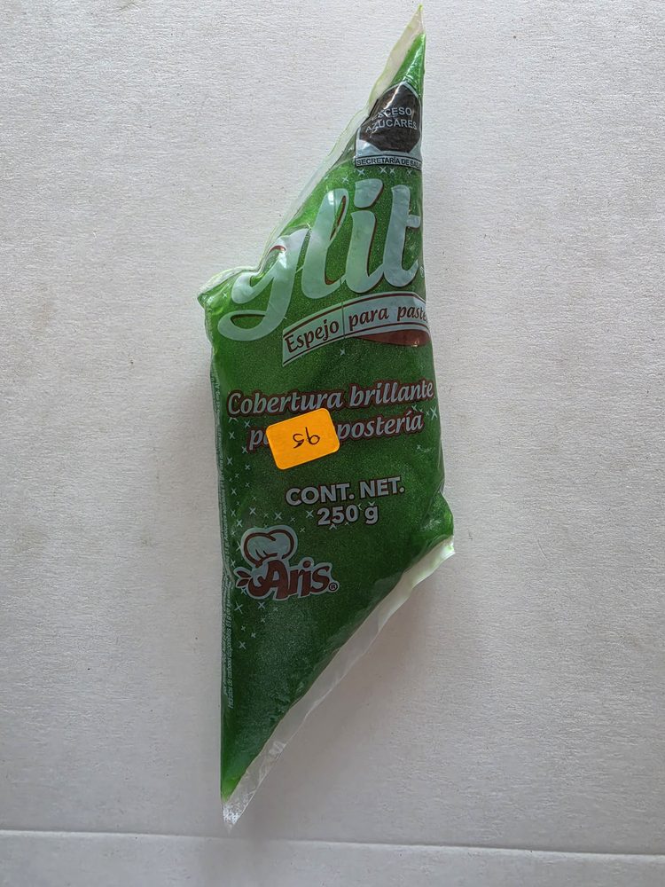 Bolsa de brillo espejo verde para pasteles, 250 g