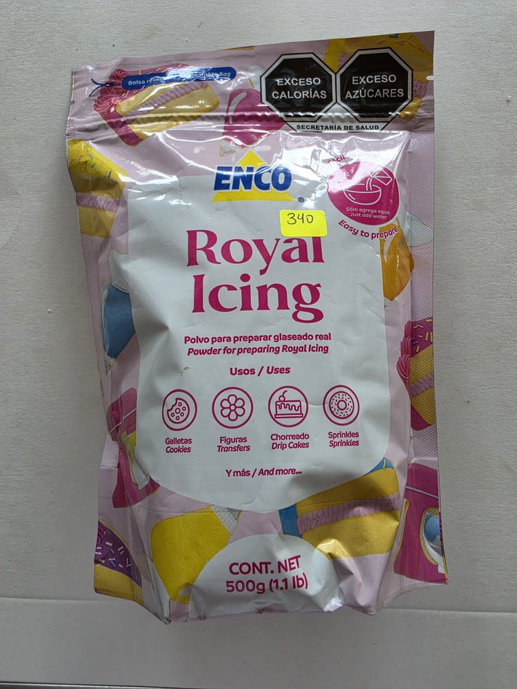 Bolsa rosada de polvo para preparar glaseado real (royal icing)