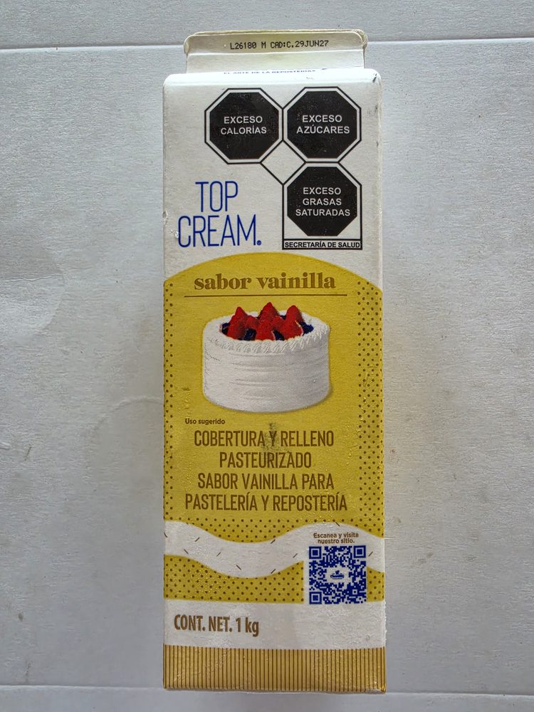 Caja de crema para cobertura y relleno Top Cream sabor vainilla, de 1