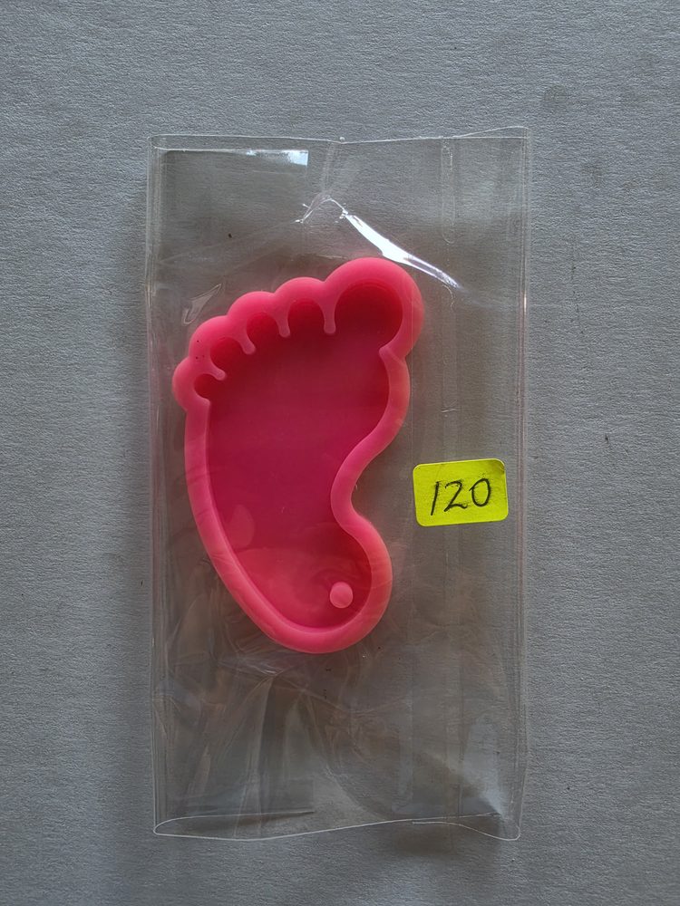 Molde de silicón rosado fuerte en forma de pie de bebé, en bolsa