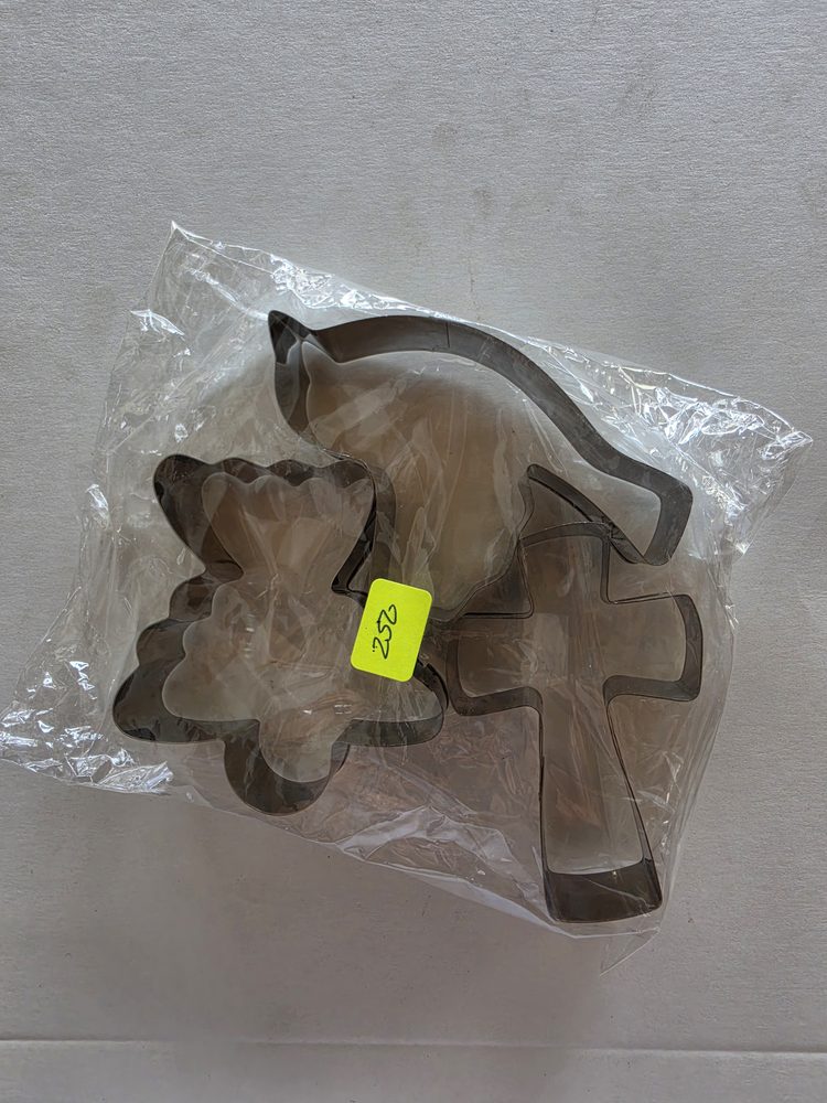 Juego de cortadores metálicos plateados (dinosaurio, flor u oso