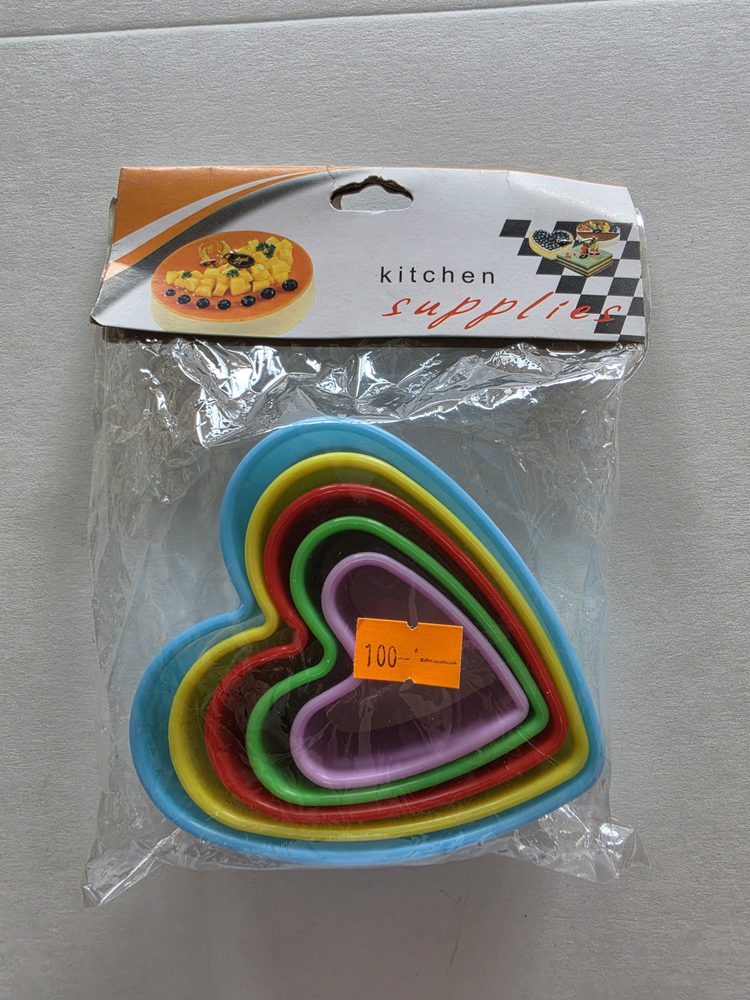 Set de cortadores de plástico en forma de corazón, encajables