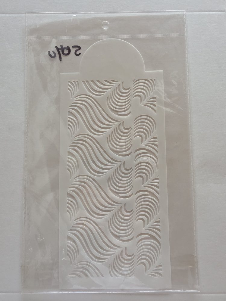 Plantilla stencil rectangular de plástico blanco con patrón calado