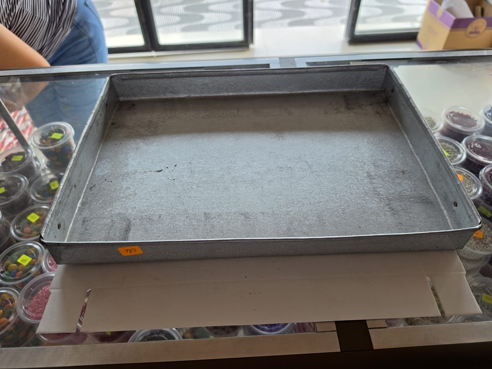 Bandeja rectangular baja de aluminio galvanizado color plateado